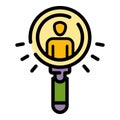 Search man under magnify glass icon color outline vector Royalty Free Stock Photo