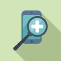 Search medical help icon flat vector. Online doctor Royalty Free Stock Photo