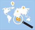 Search money around the world Royalty Free Stock Photo