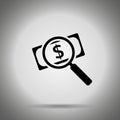 Search money icon. magnifier dollar banknote. Tax inspector icon Royalty Free Stock Photo