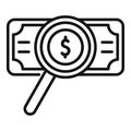 Search money support icon outline vector. Grant company