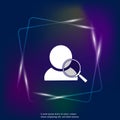 Search neon light icon glass magnifier and avatar icon. Search f Royalty Free Stock Photo