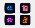 Search package, Tractor and Parking payment icons. Valet servant sign. Vector Royalty Free Stock Photo