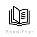 Search page book read icon. Editable line vector.