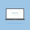 Search page on the laptop screen isolated on background.
