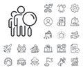 Search people line icon. Find employee sign. Salaryman, gender equality and alert bell. Vector