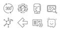 Search photo, Water cooler and Left arrow icons set. Chemical formula, Reject book and Smile signs. Vector