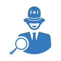 Search police, White hat seo icon. Simple blue color vector