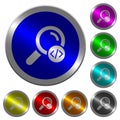 Search programming code luminous coin-like round color buttons Royalty Free Stock Photo
