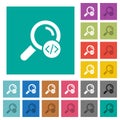 Search programming code square flat multi colored icons Royalty Free Stock Photo