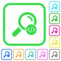 Search programming code vivid colored flat icons Royalty Free Stock Photo