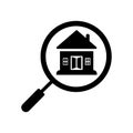 Search real estate icon / black color