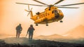 Search and Rescue Team Walking to a Helicopter for an Emergency Mission, Generative AI