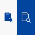 Search, Research, File, Document Line and Glyph Solid icon Blue banner Line and Glyph Solid icon Blue banner