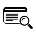 Search result icon, research data report sign, control analysis symbol vector illustration