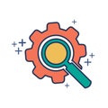 Search and Setting icon vector illustration glyph style design with color and plus sign.