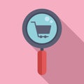 Search shop icon flat vector. Store locator online