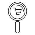 Search shop icon outline vector. Store locator online