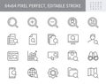 Search simple line icons. Vector illustration with minimal icon - lupe, analysis, spyglass lens, loupe, gear, hr, globe