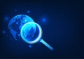 Search technology A magnifying glass that looks at the globe Equipped with technological connection lines It means finding Royalty Free Stock Photo