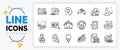 Search text, Inspect and Training results line icons. For web app. Vector Royalty Free Stock Photo