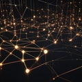 Search trend visualization, a network of glowing nodes and connecting lines representing data flow, set against a d Royalty Free Stock Photo