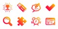 Search, Trophy and Usb flash icons set. Strategy, Copyright chat and Time management signs. Vector