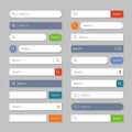 Search ui. Internet searching bars with buttons, web browser interface boxes for site menu. Isolated vector template