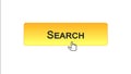 Search web interface button clicked with mouse cursor, orange color, monitoring Royalty Free Stock Photo