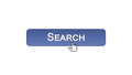 Search web interface button clicked with mouse cursor, violet color, monitoring Royalty Free Stock Photo