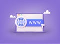 Search WWW sign. Address and navigation bar icon. Web hosting technology. Browser search website page. 3D Web Vector Illustrations Royalty Free Stock Photo