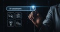 Searching for an AI Assistant with a Fingertip on a Virtual Interface Technology Concept Royalty Free Stock Photo