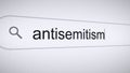 Searching Antisemitism on the Internet, Computer Screen Macro Royalty Free Stock Photo