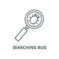 Searching bug vector line icon, linear concept, outline sign, symbol Royalty Free Stock Photo