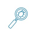 Searching bugs linear icon concept. Searching bugs line vector sign, symbol, illustration.