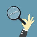 Searching business opportunity with magnifier. Business concept illustration