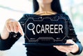 Searching career theme with woman using tablet Royalty Free Stock Photo