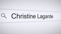 Searching Christine Lagarde on the Internet, Computer Screen Macro