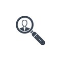 Searching Employee related vector glyph icon.