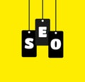 searching engine optimizing SEO tag with yellow background image