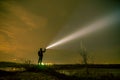 Searching with flashlight in outdoor Royalty Free Stock Photo