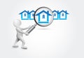 Searching a house 3D small people Royalty Free Stock Photo