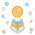 Searching for idea and strategy process. Contour vector outline