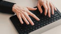 Searching information fast typing hands keyboard Royalty Free Stock Photo