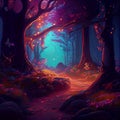 Illustration of anime style forest, wallpaper and background for your home and office wall