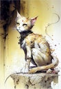 Illustration, cat, watercolor style, wallpaper for your home and office