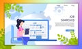 Searching Job Online Service Flat Vector Website