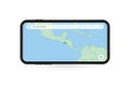 Searching map of El Salvador in Smartphone map application. Map of El Salvador in Cell Phone Royalty Free Stock Photo