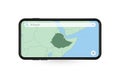 Searching map of Ethiopia in Smartphone map application. Map of Ethiopia in Cell Phone Royalty Free Stock Photo