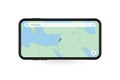 Searching map of Lebanon in Smartphone map application. Map of Lebanon in Cell Phone